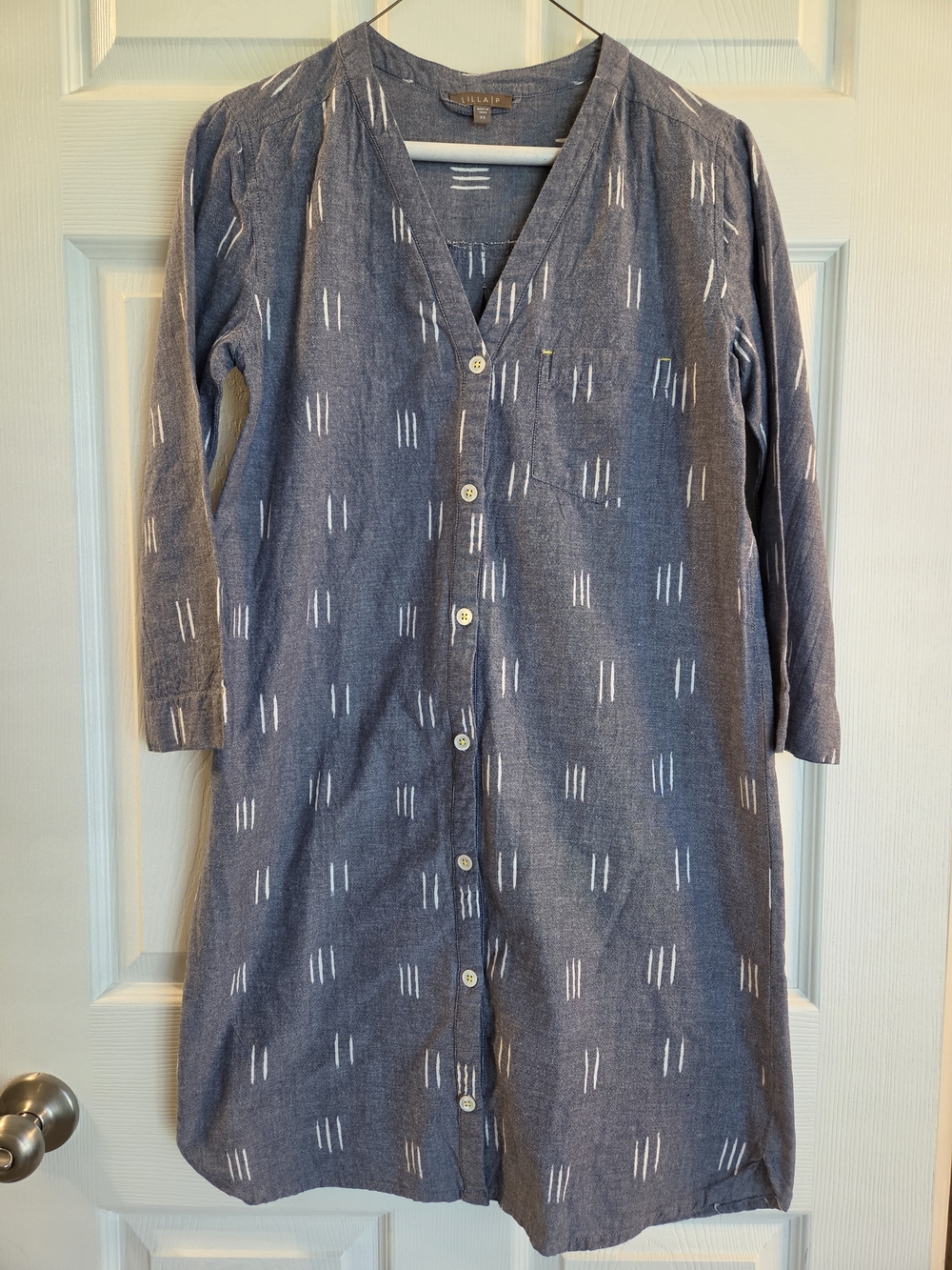 Lilla P Blue Button-Front Shirt Dress